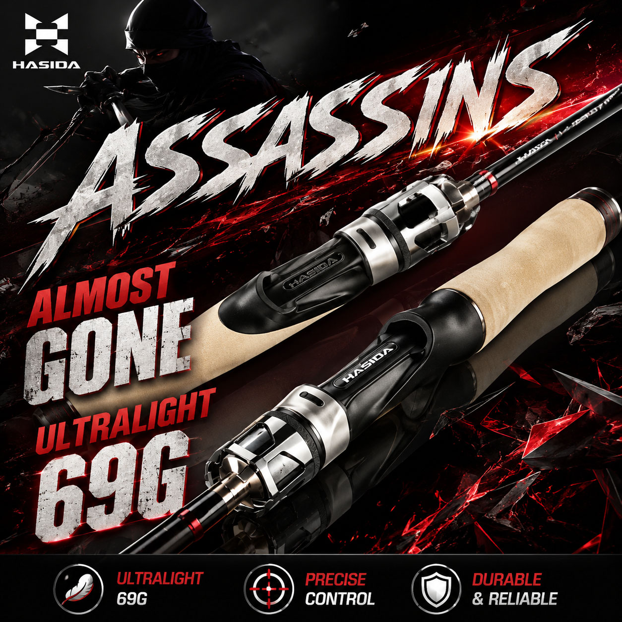 Kastking Reel Zephyr - คันเบ็ดตกปลา HASIDA Assassins II สำหรับน้ำเค็ม คาร์บอน