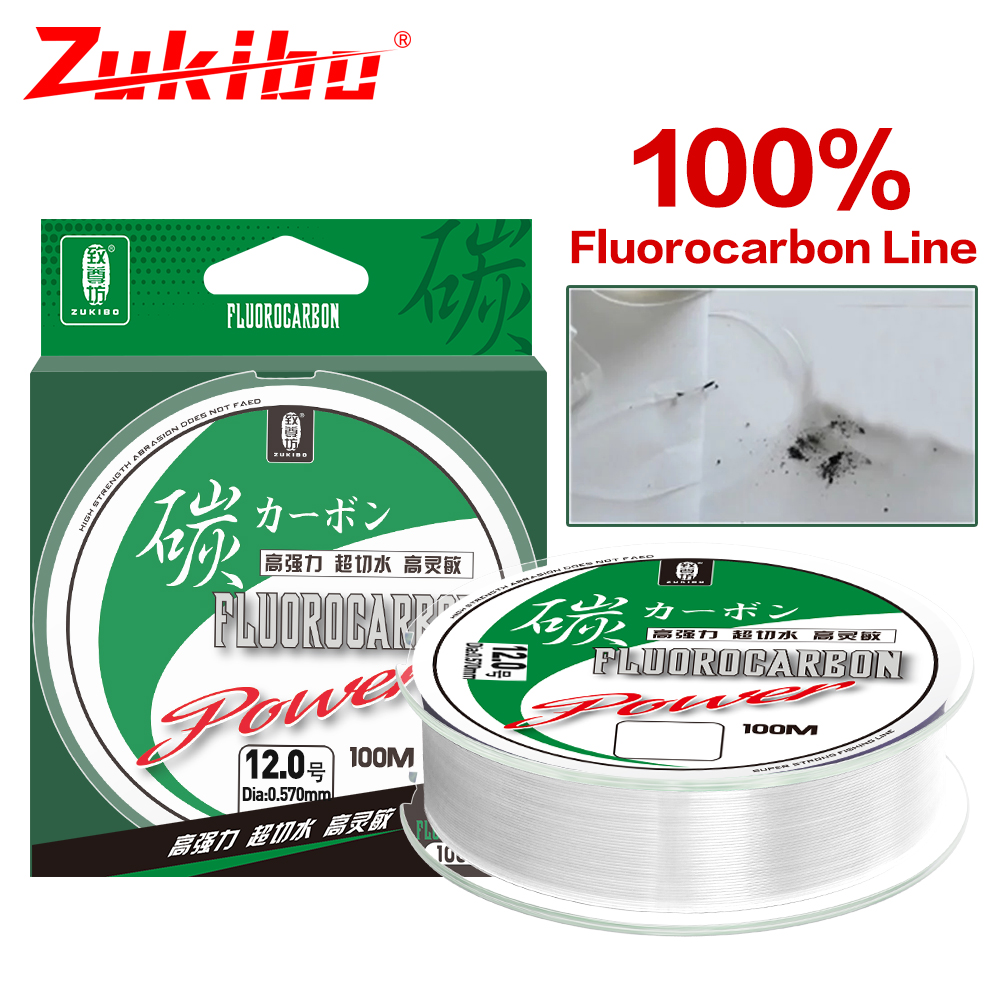 Copolymer Line - Zukibo เอ็นตกปลา100% ฟลูออโรคาร์บอน50เมตร100เมตรเอ็นตกปลาปลาคาร์พทำจากคาร์บอนไฟเบอร์2-85lb เป็นผู้นำที่แข็งแรงมาก