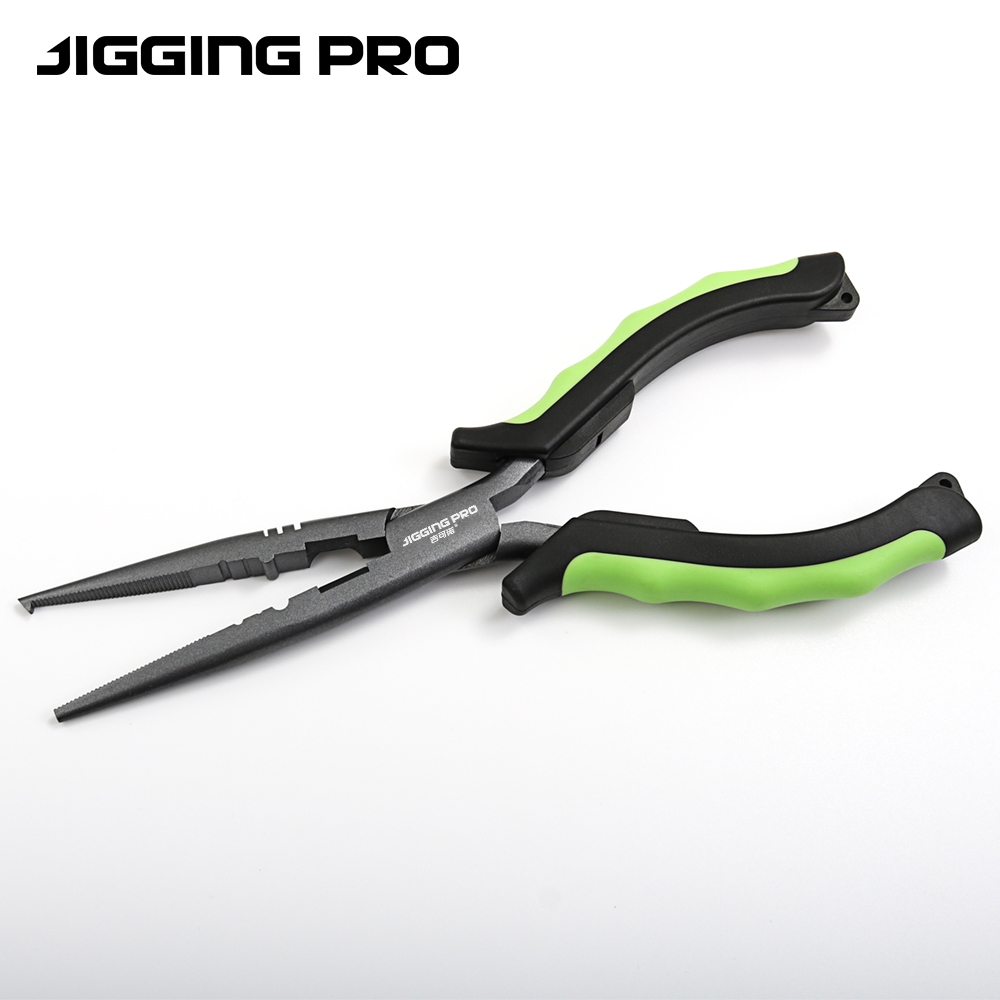 Fishing Line Cutter - คีมตกปลา JIGGINGPRO แบบปากยาว ทนทานต่อการกัดกร่อนด้วย PTFE พร้อมที่เปิดห่วง