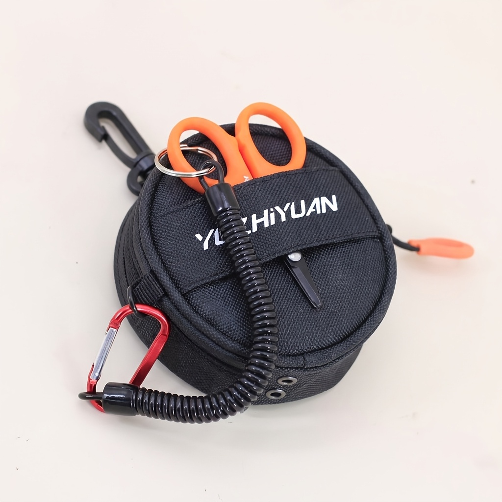 Fishing Line Spool - กระเป๋าเก็บสายตกปลาแบบพกพา, กล่องป้องกันสายตกปลาพร้อมช่องปล่อยสายและคาราบิเนอร์, อุปกรณ์ตกปลา