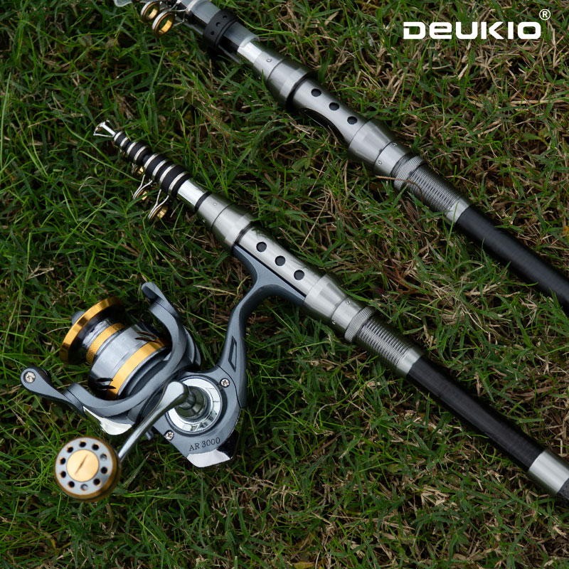 Fishing Line Spooler - ชุดคันเบ็ดและรอกตกปลา DEUKIO คันเบ็ดแบบยืดหดได้ รอกสปินนิ่ง แรงต้านสูงสุด 8