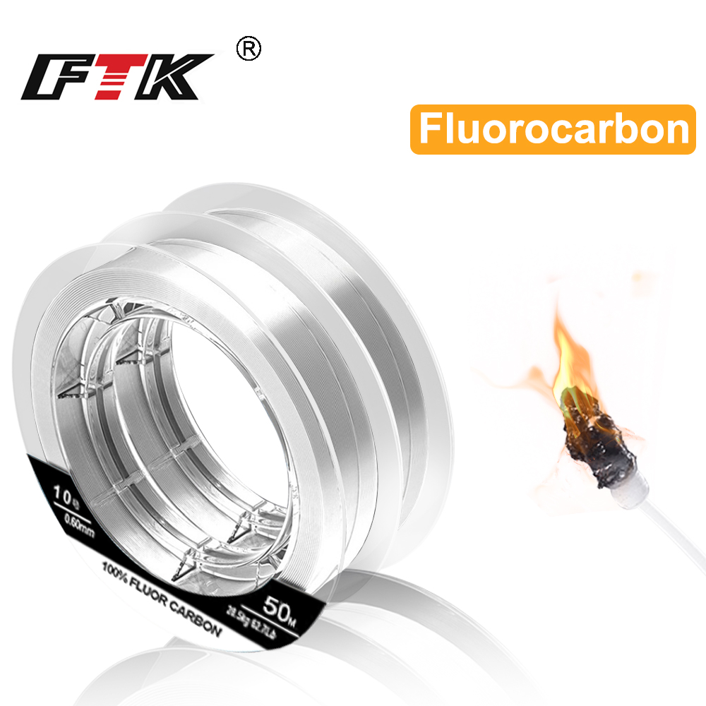 100% สายตกปลาคาร์บอนไฟเบอร์ 50 - Fluorocarbon Line บทวิจารณ์และราคา